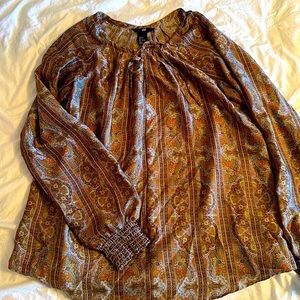 H&M Paisley Silky Long Sleeve Shirt